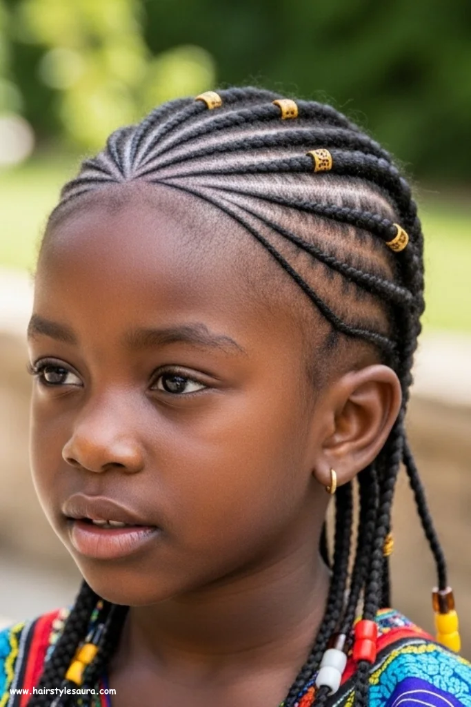 12 Adorable Little Black Girls Hairstyles Braids That Shine with Style 6 Tribal Braids with Beads