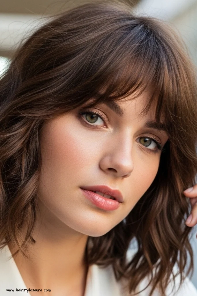 12 Shaggy Layered Haircut Ideas That Add Texture, Volume, and Edge 8 Wavy Shag with Side Bangs