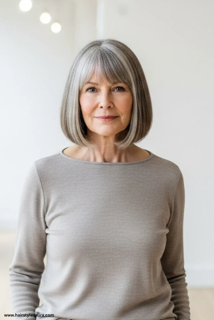 13 Elegant Short Hairstyles Women Over 60 Are Loving Right Now 13 Soft Blunt Cut