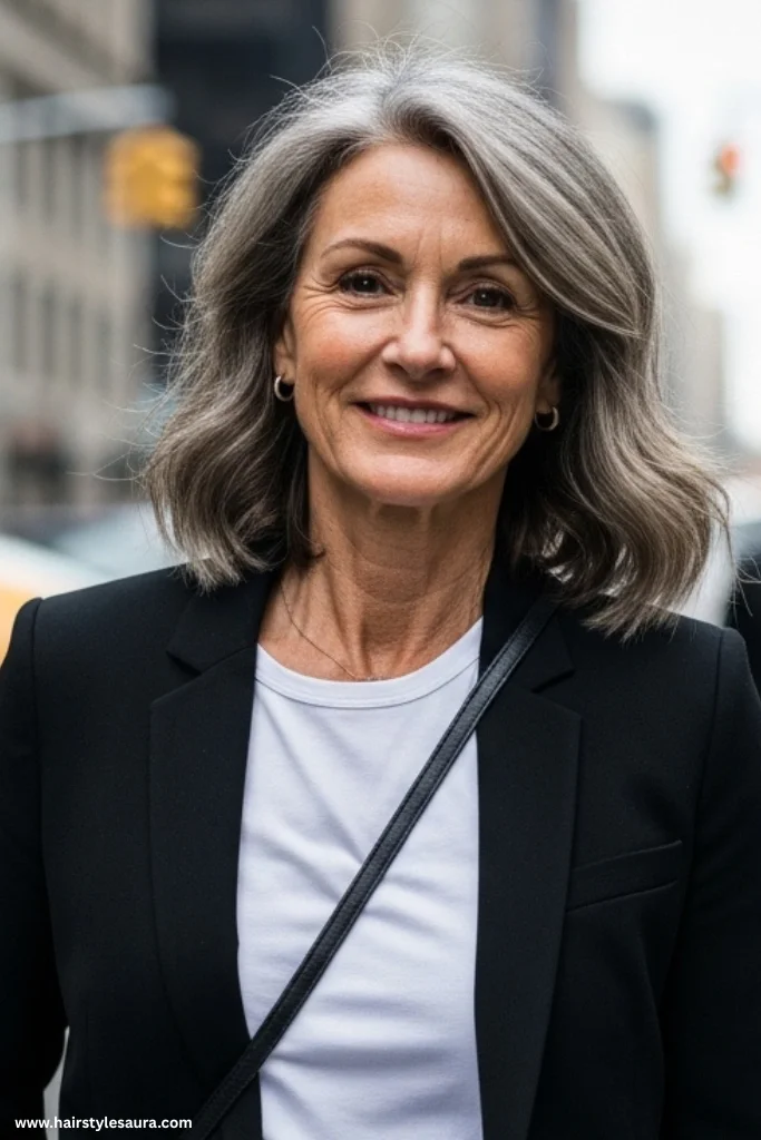 13 Elegant Short Hairstyles Women Over 60 Are Loving Right Now 8 Side-Parted Lob