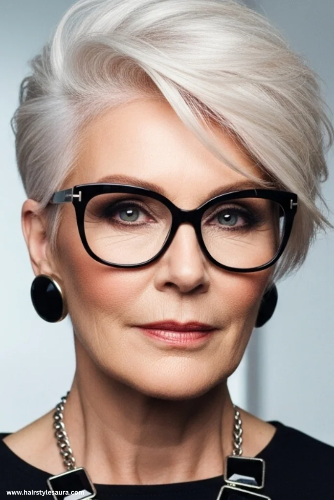 13 Elegant Short Hairstyles Women Over 60 Are Loving Right Now 9 Asymmetrical Pixie