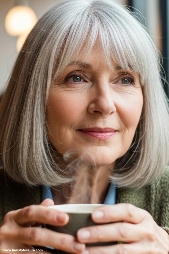 13 Elegant Short Hairstyles Women Over 60 Are Loving Right Now 10 Layered Bob with Bangs