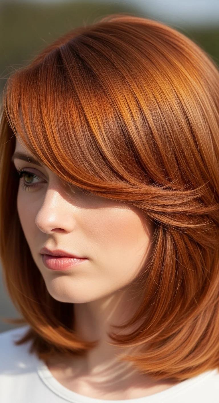 20 Stunning Ginger Hair Hairstyles for Women 11 10. Side Swept Ginger Bangs